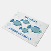 Blauwe Vissen Tekening, Cartoon Stijl Deurmat (Schuin)