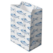 Blauwe Vissen Waterverf Kust Medium Cadeauzakje (Achterkant Gekanteld)