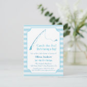 Blauwe Visserij Thema Baby Shower Uitnodigingen (Staand voorkant)