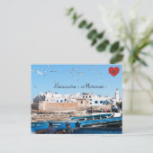 Blauwe vissersboten in Essaouira - Marokko Briefkaart (Staand voorkant)