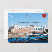 Blauwe vissersboten in Essaouira - Marokko Briefkaart (Voorkant / Achterkant)