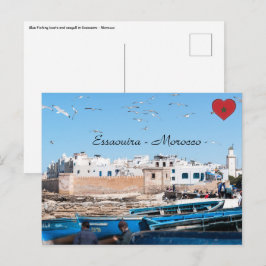 Blauwe vissersboten in Essaouira - Marokko Briefkaart