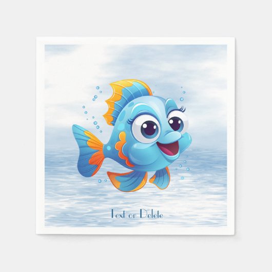 Blauwe visservetten servet (Voorkant)