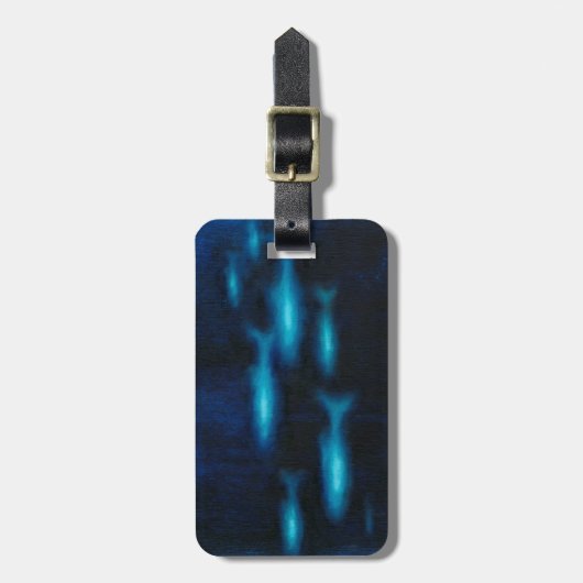 Blauwe vissilhouettes bagagelabel (Voorkant verticaal)