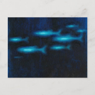 Blauwe vissilhouettes briefkaart