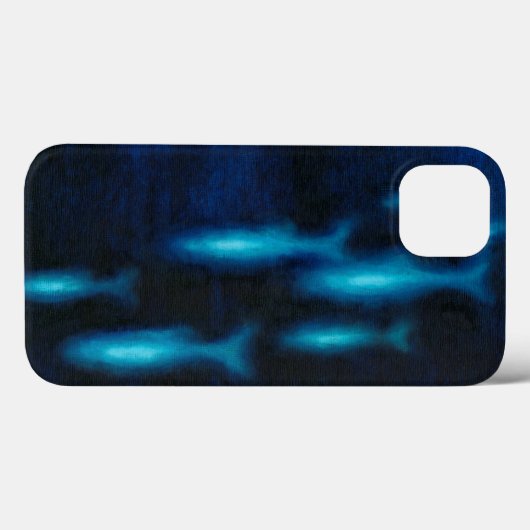 Blauwe vissilhouettes Case-Mate iPhone case (Achterkant (horizontaal))