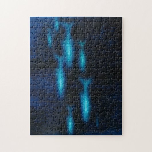 Blauwe vissilhouettes legpuzzel (Verticaal)