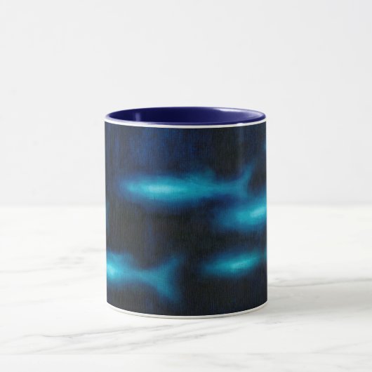 Blauwe vissilhouettes mok (Midden)