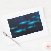 Blauwe vissilhouettes rechthoekige sticker (Envelop)