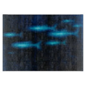 Blauwe vissilhouettes snijplank (Voorkant)