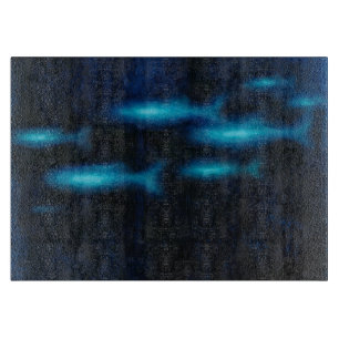 Blauwe vissilhouettes snijplank