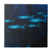 Blauwe vissilhouettes tegeltje (Voorkant)