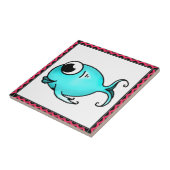 Blauwe visstapel tegeltje (Zijkant)