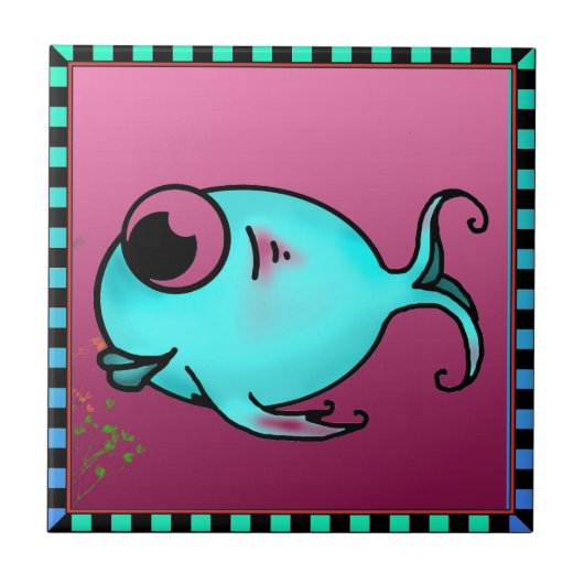 Blauwe visstapel tegeltje (Voorkant)