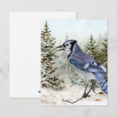 Blauwe Vlaamse Gaai Sneeuw Bos Kerstvakantie Vogel Feestdagenkaart (Voorkant / Achterkant)