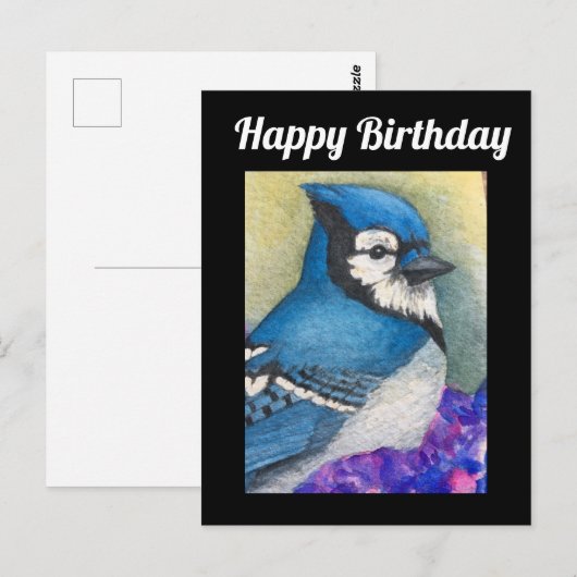 Blauwe Vlaamse Gaai Vogel Wilde Dieren Gelukkige V Briefkaart (Voorkant / Achterkant)