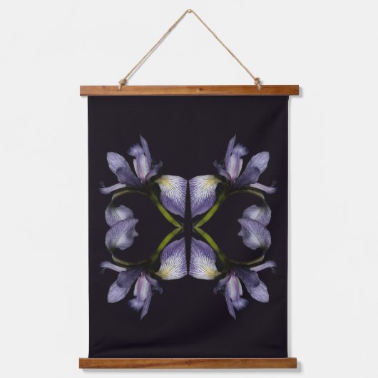 Blauwe Vlag Iris Bloem Abstract Hangend Wandkleed (Voorkant)