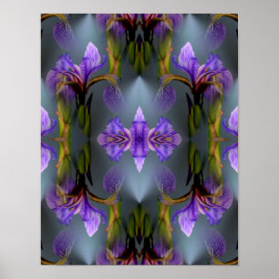 Blauwe vlag Iris bloem Abstracte Natuur kunst Poster
