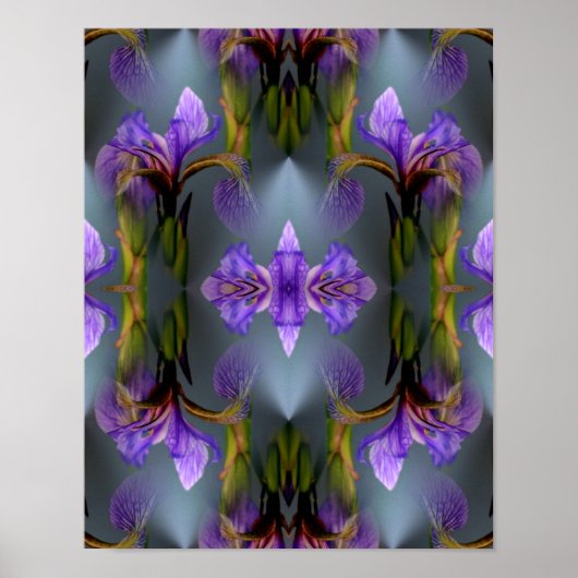 Blauwe vlag Iris bloem Abstracte Natuur kunst Poster (Voorkant)