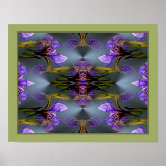 Blauwe Vlag Iris Bloem Abstracte Natuur Poster (Voorkant)