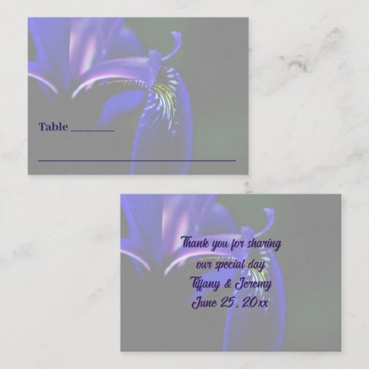 Blauwe Vlag Iris Bloem Gepersonaliseerde bruiloft Plaatskaartje (Voorkant / Achterkant)