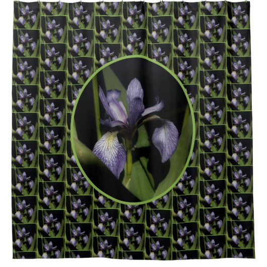 Blauwe Vlag Iris Bloempatroon Douchegordijn (Voorkant)