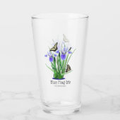 Blauwe vlag Iris en Swallowtail Butterflies Glas (Achterkant)