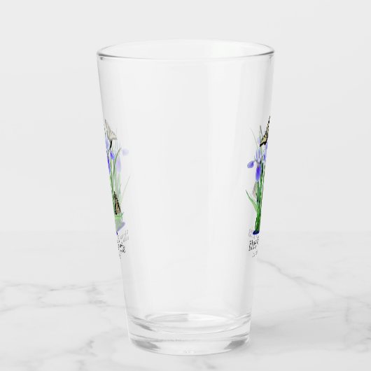 Blauwe vlag Iris en Swallowtail Butterflies Glas (Rechts)