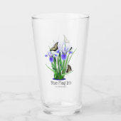 Blauwe vlag Iris en Swallowtail Butterflies Glas (Voorkant)