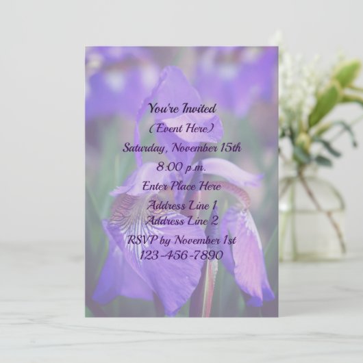 Blauwe Vlag Iris Flower Party Kaart (Staand voorkant)