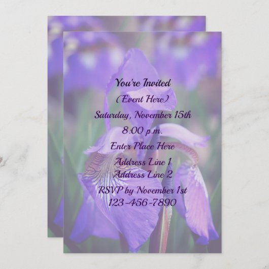 Blauwe Vlag Iris Flower Party Kaart (Voorkant / Achterkant)