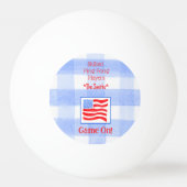 Blauwe Vlag van Gingham USA Pingpongbal (Voorkant)