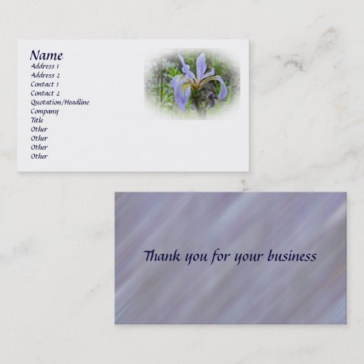 Blauwe vlag - Wilde Iris Visitekaartje (Voorkant / Achterkant)