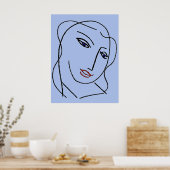 Blauwe vlakken Abstract Poster (Keuken)