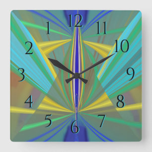 Blauwe vlam 2 Abstract in Blues Backward Clock Vierkante Klok