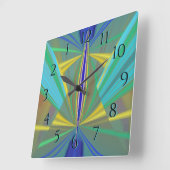 Blauwe vlam 2 Abstract in Blues Backward Clock Vierkante Klok (Hoek)