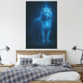 Blauwe Vlam Bliksem Witte Tijger – Hemelse Storm Canvas Afdruk (Insitu (Slaapkamer))
