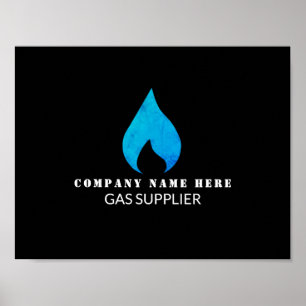 Blauwe vlam, gasingenieur en -leverancier poster