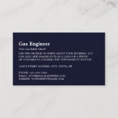 Blauwe vlam, gasingenieur en -leverancier visitekaartje (Achterkant)
