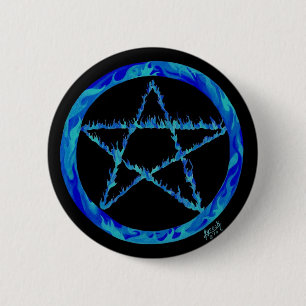 Blauwe vlam ronde button 5,7 cm
