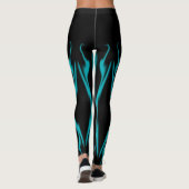 Blauwe Vlammen met Zwart Leggings (Achterkant)