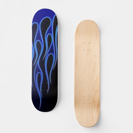 blauwe vlammen persoonlijk skateboard (Voorkant)
