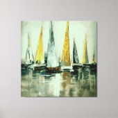 Blauwe vlasgeel en grijze nagels op stilstaand wat canvas afdruk (Voorkant)