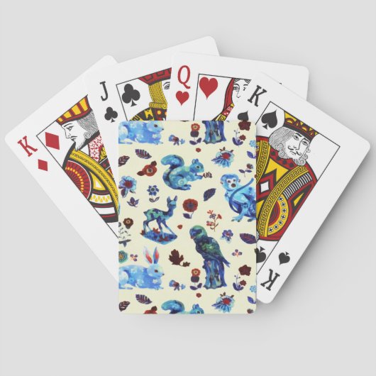 Blauwe Vlek Bosdieren Pokerkaarten (Achterkant)