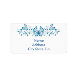 Blauwe vlekjes en bloemen etiket