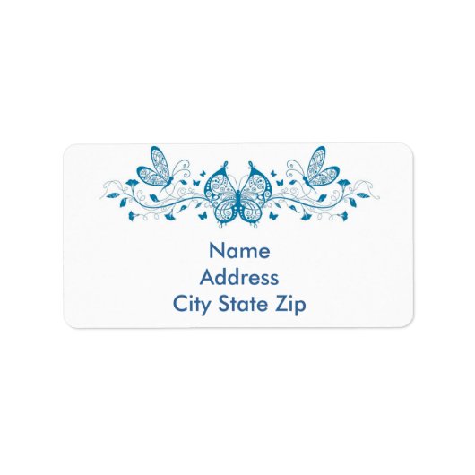 Blauwe vlekjes en bloemen etiket (Voorkant)