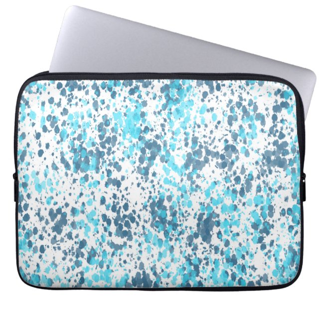 Blauwe vlekken patroon laptop sleeve (Voorkant)
