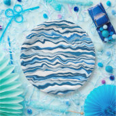 Blauwe, vlekvormende verfstrook voor kunstschilfer papieren bordje (Feest)