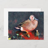 Blauwe vleugel blauwgroen briefkaart (Voorkant / Achterkant)