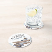 Blauwe vliegdag ronde kartonnen onderzetter (Insitu)